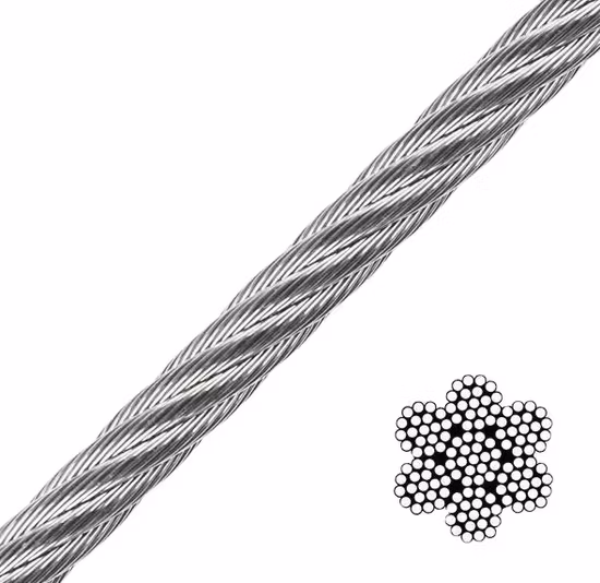 DIN3060 En12385 공장의 6*19s 21mm 23mm 검정색 밝은 아연 도금 강철 와이어 로프